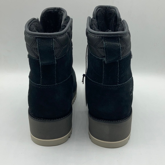 UGG Birch WP Black Suede Wool Laceup Wedge Boot - Picture 3 of 8